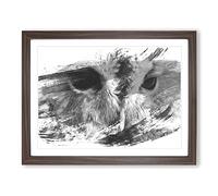 Barn Owl Vol.2 V1 Modern Framed Print | A2 Walnut Framed Wall Art | Ready to Hang | Modern Animal Picture | Living Room Bedroom Lounge Office