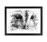 Barn Owl Vol.2 V4 Modern Framed Print | A4 Black Framed Wall Art | Ready to Hang | Modern Animal Picture | Living Room Bedroom Lounge Office