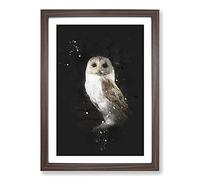 Barn Owl Vol.6 Paint Splash Framed Print | A2 Walnut Framed Wall Art | Ready to Hang | Modern Animal Picture | Living Room Bedroom Lounge Office