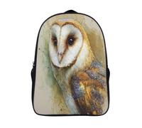 Barn Owl Watercolor Painting Boys Girls Babies Toddler Backpack Side Hidden Pockets,with Adjustment Buckle Kids Travel Bag For, 16 inch