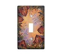 Barn Single Light Switch Cover Plate, Rustic Farmhouse Chicken Lavender Fall Orange Plastic Standard Size Wall Switch Plates Accents for Home Living Room Bedroom Bathroom Decor (Single)