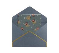 Barn Swallow In Graphite Elegant Pearlized Gold-Edged Greeting Card-Blank Interior,Single-Sided Print, All-Occasion Foldable Note Card With Envelope