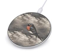 Barn Swallow in Graphite Wireless Charger, 10W Qi-Certified Fast Wireless Charging Pad with USB Cable & LED Indicator Fashion Charger Mat Portable Charging Station for All Qi-Enabled Phones