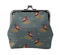 Barn Swallow in Graphite Women's Leather Kiss-Lock Coin Purse,Double-Sided Full Print Pattern,Ultra-Fine Fiber Leather,Small Clutch Wallet for Cash,Cards,Coins