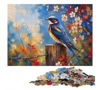 Barn Swallow on Branch Painting Wooden Jigsaw 300 Pieces for Adults | During puzzle time: Jigsaw Puzzle - colour and shape clues for organised assembly at your own pace.