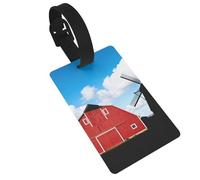 Barn Windmill Farm Luggage Tags for Suitcases - Durable PVC ID Tags with Detachable Straps for Travel, Backpack, Golf Bag, Anti-Loss