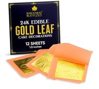 Barnabas Blattgold Edible Gold Leaf 24K - Cake Decorations, Loose Gold Leaf Sheets for Cupcakes - 1.5 inches, Interleaf of 12