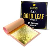 Barnabas Blattgold Edible Gold Leaf 24K - Cake Decorations, Loose Gold Leaf Sheets for Cupcakes - 3.1 inches, Book of 10