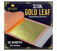 Barnabas Blattgold Gold Leaf - 23K Real Gold [25 Sheets, 8.5 cm] - Transfer Patent for Painting, Arts and Crafts