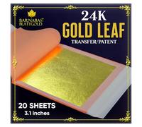Barnabas Blattgold Gold Leaf - 24K Real Gold [20 Sheets, 3.1 inches] - Transfer Patent for Painting, Arts and Crafts