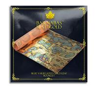 Barnabas Blattgold Variegated Gold Leaf, Color Blue [25 Sheets, 5.5 inch], Metal Foil Leaf for Painting, Arts and Crafts