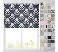 Barnes Blinds - Blackout Pattern Roller Blinds for Windows, Custom Cut to Size - Thermal Fabric Durable Fittings Easy Fit (Arlo Navy 61cm)