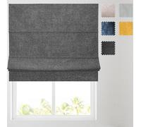 Barnes Blinds -Chenille Lined Roman Blind - choice of standard or deluxe headrail - Choice of Deluxe or Standard Headrail - Durable Fittings Easy Fit (Charcoal 6ft (183cm))