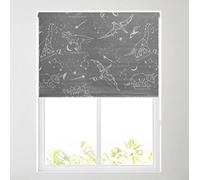Barnes Blinds - Children's Blackout Roller Blinds for Windows, Custom Cut to Size - Black Out Thermal Fabric Durable Fittings Easy Fit - Roller Blind Patterned - Kids (Grey Dinosaur 61cm)