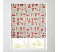 Barnes Blinds - Daylight Roller Blinds, Various Designs, Metal Tube - FREE CUT TO SIZE SERVICE (2ft (61cm), Tea Time Red)