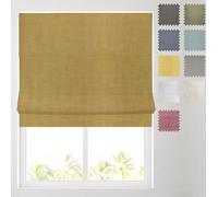 Barnes Blinds - Linen Look Blackout Lined Roman Blind - choice of standard or deluxe headrail - Choice of Deluxe or Standard Headrail - Durable Fittings Easy Fit (Ochre 6ft (183cm))