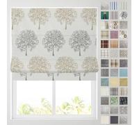 Barnes Blinds - Patterned Roman Blinds, Fully Lined, Custom Sizing Available - Durable Fittings Easy Fit (Evergreen Natural 153cm)