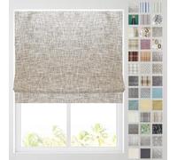 Barnes Blinds - Patterned Roman Blinds, Fully Lined, Custom Sizing Available - Durable Fittings Easy Fit (Harley Natural 61cm)