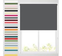 Barnes Blinds - Premium Blackout Roller Blinds for Windows, Custom Cut to Size - Black Out Thermal Fabric Durable Fittings Easy Fit - Roller Blind with Chrome Sidewinder Chain (Charcoal 183cm)