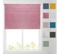 Barnes Blinds - Quebec Textured Blackout Roller Blinds for Windows, Custom Cut to Size - Durable Fittings, Easy Fit (Rose 91.5cm)