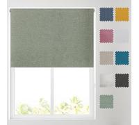 Barnes Blinds - Quebec Textured Blackout Roller Blinds for Windows, Custom Cut to Size - Durable Fittings, Easy Fit (Lilypad 183cm)