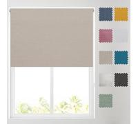 Barnes Blinds - Quebec Textured Blackout Roller Blinds for Windows, Custom Cut to Size - Durable Fittings, Easy Fit (Natural 61cm)