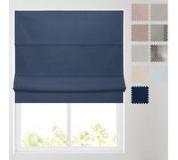 Barnes Blinds - Soft Textured Ara Blackout Roman Blinds -Durable Fittings Easy Fit (Navy 153cm)