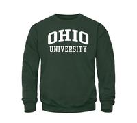 Barnesmith Crewneck Sweatshirt, Adult Unisex, Classic Logo, Premium Color Heavyweight Cotton Blend Fleece, Ohio Bobcats - Hunter Green, L