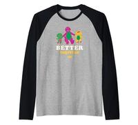 Barney - Baby Bop and BJ Better Together Trio Holding Hands Raglan Baseball Tee