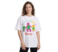 Barney Baby Bop B.J. Women's White Togetherness Short Sleeve Graphic Tee | Positive Message T-Shirt for Everyday Wear | Cartoon Theme Top | Family Fun Activity Merch - Small