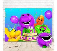 Barney Birthday Party Backdrop 7x5ft Dinosaur Background Barney Birthday Supplies Party Decorations Room Wall Decor Banner Photo Booth Props Party Favors