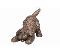 Barney the Cockapoo dog playing Frith Sculpture Ornament made from Cold Cast Bronze AT038