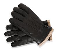 BARNEYS Men's Real Leather Gloves | Genuine Sheep Nappa | Touchscreen Compatible (Knitted Cuff Gloves, Black, L/XL)