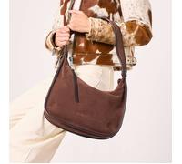 Barneys Originals Brown Suede Shoulder Bag with Leather Piping