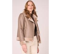 Barneys Originals Women's Faux Shearling Short Aviator in Beige | Size: 6 Barneys Originals Beige 6