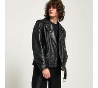 Barneys Originals Men's Belted Real Leather Biker Jacket - XXL