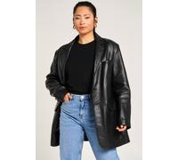 Barneys Originals Oversized Leather Blazer In Black Black XXL
