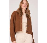 Barneys Originals Real Suede Cropped Harrington In Tan Tan 16