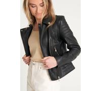 Barneys Originals Women's Ribbed Asymmetric Biker Jacket in Black | Size: 8 Barneys Originals Black 8