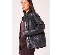 Barneys Originals Vintage Washed Real Leather Oversized Jacket In Black Black M