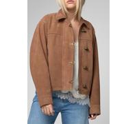 Barneys Originals Women's Goat Suede Jacket with Fireman Clasps in Tan | Size: 12