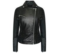 Barneys Originals Women's Plus Size Real Leather Jacket with Ribbed Shoulders - Clara - 26