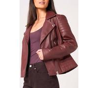 Barneys Originals Women's Real Leather Burgundy Asymmetric Biker | Size: 20 Barneys Originals Burgundy 20
