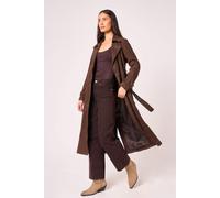 Barneys Originals Women's Real Suede Chocolate Trench Coat in Brown | Size: 8 Barneys Originals Brown 8