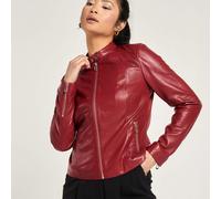 Barneys Originals Women's Red Leather Racer Jacket - 10