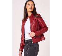 Barneys Originals Women's Red Leather Racer Jacket | Size: 14 Barneys Originals Red 14