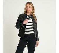Barneys Originals Women's Tab Neck Leather Racer Jacket - Charlotte - 12