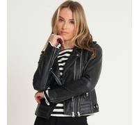 Barneys Originals Women's Washed Leather Biker Jacket - The Beppe - 6