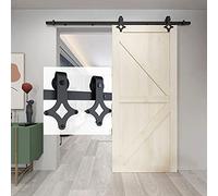 BARNSMITH 6FT 182cm Sliding Door Kit Heavy Duty Carbon Steel Closet Barn Door Track Hardware, Rhombic Shape Hanger
