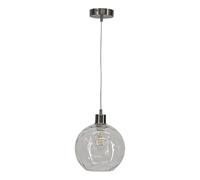 Barnum - Clear Dimple Glass Globe with Satin Nickel Pendant Fitting